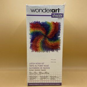 Wonderart Shaggy Latch Hook Kit 12"X12"-Pinwheel SEALED NEW